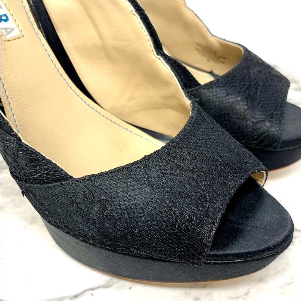 David Tutera Sweetie Black Lace And Satin Peep Toe Slingback 7 Cocktail Evening - Picture 16 of 16